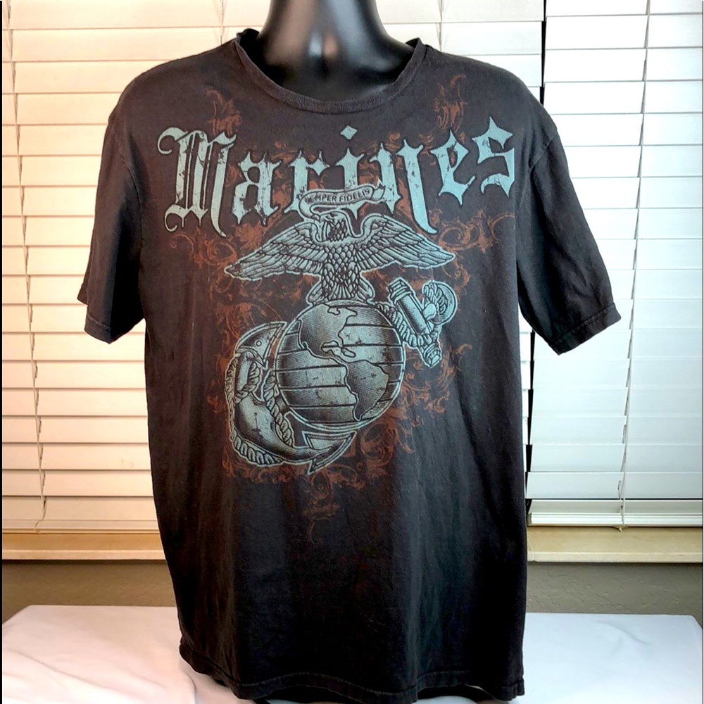 Black Ink Design Marines Semper Fidelis black graphic T-shirt